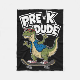 Prek Dude Dinosaur Skateboarding Kids Kindergarten Fleece Blanket
