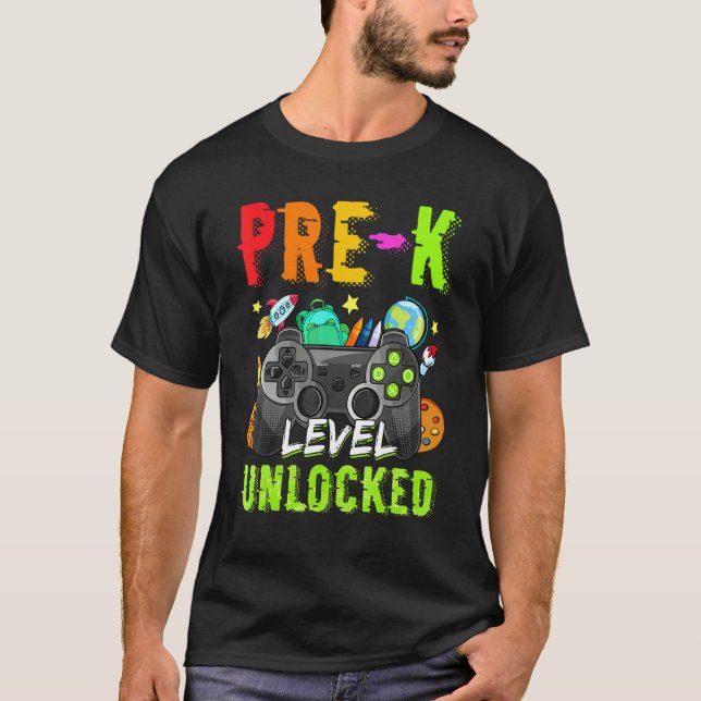 Prek Level Unlocked Back To School Pre K Student V T-Shirt (Front)