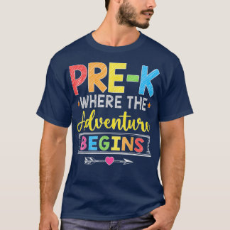 PreK Where The Adventure Begins Student Gift Back  T-Shirt