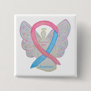 Premature Birth Awareness Angel Ribbon Custom Pin