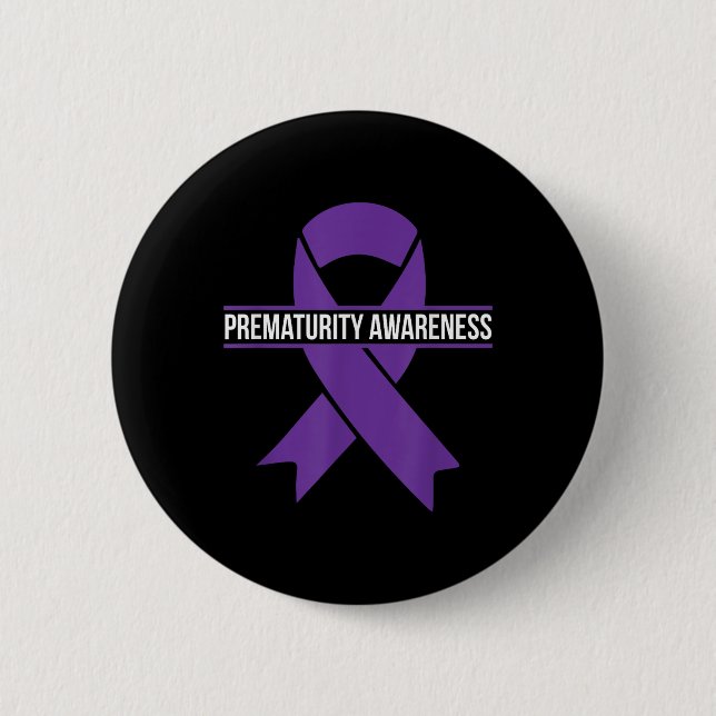 Prematurity Awareness Month Purple Ribbon  2 Inch Round Button (Front)