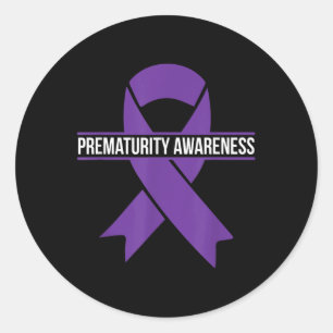 Prematurity Awareness Month Purple Ribbon  Classic Round Sticker