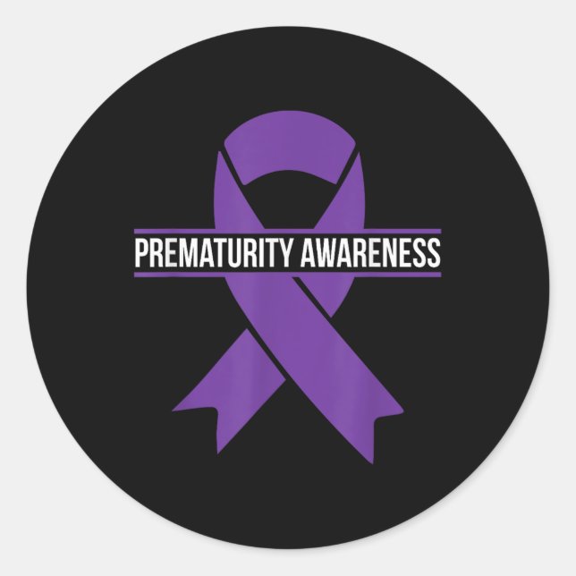Prematurity Awareness Month Purple Ribbon  Classic Round Sticker (Front)
