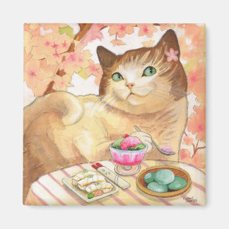 Premier aimant de dessert de chat de sushi