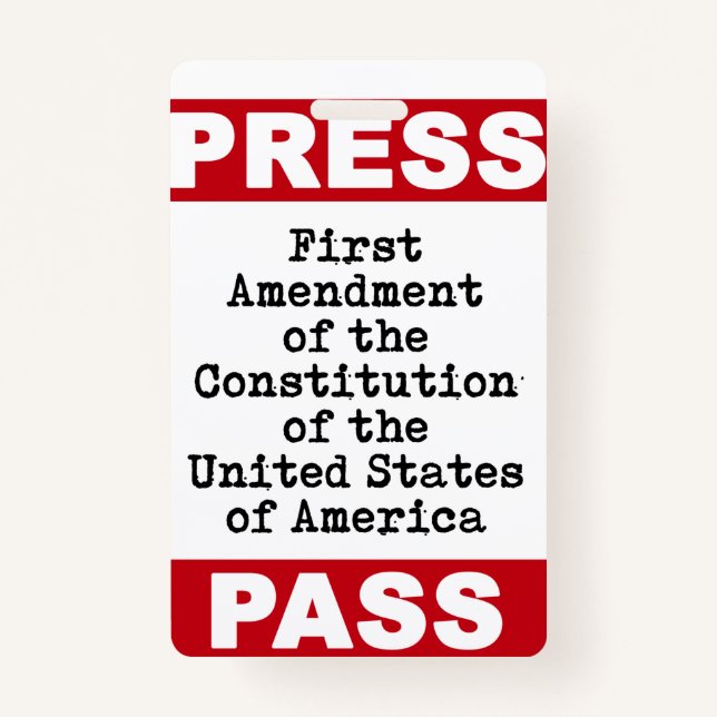 Premier amendement Passe-Presse Badge (Devant)