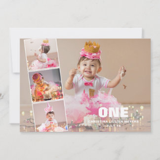 Premier anniversaire 4 Photo Collage Faire-part de