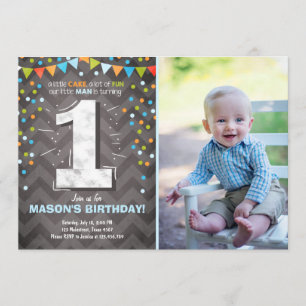 Premier anniversaire Invitation garçon One Chalk G