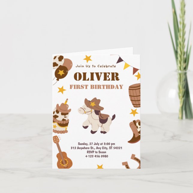 Premier anniversaire Rodéo Enfants 1ère carte plié (Devant)