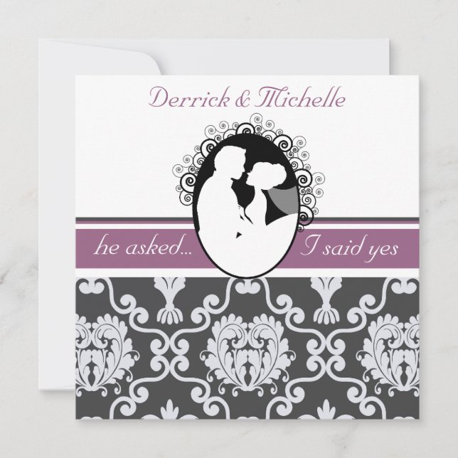 Premier baiser violet Faire-part de mariage Custom (Devant)