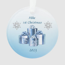 Premier bébé de Noël bleu et argent