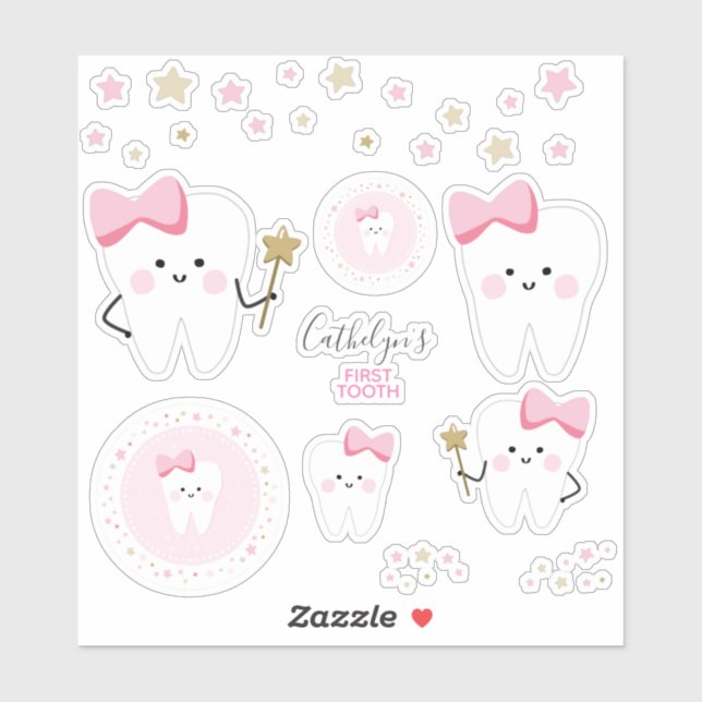 Premier bébé fille de la dent de stickers ou Stick (Feuille)