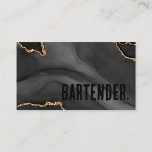 Premier Black and Gold Glitter Agate Minimalist Business Card