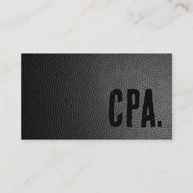 Premier Black Faux Leather Accountant Business Card (Front)