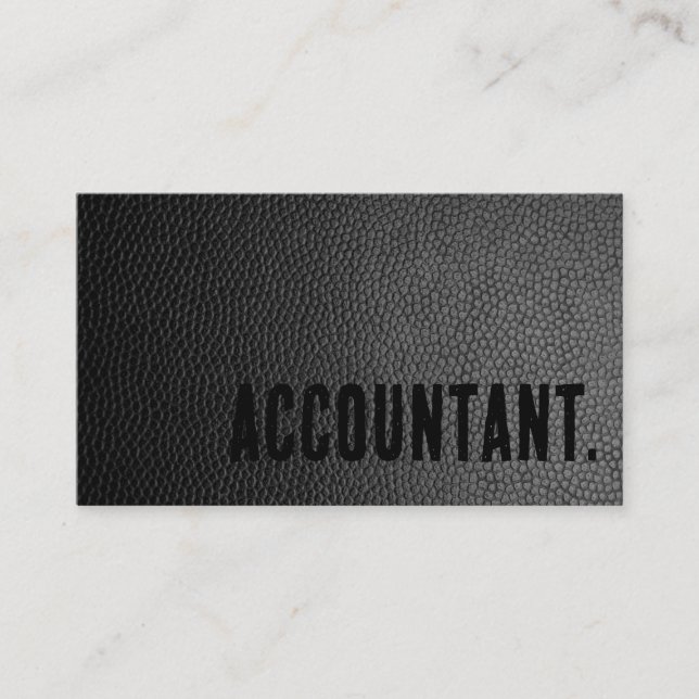 Premier Black Faux Leather Accountant Business Card (Front)
