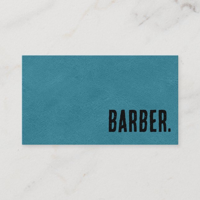 Premier Black Faux Leather Barber Business Card (Front)