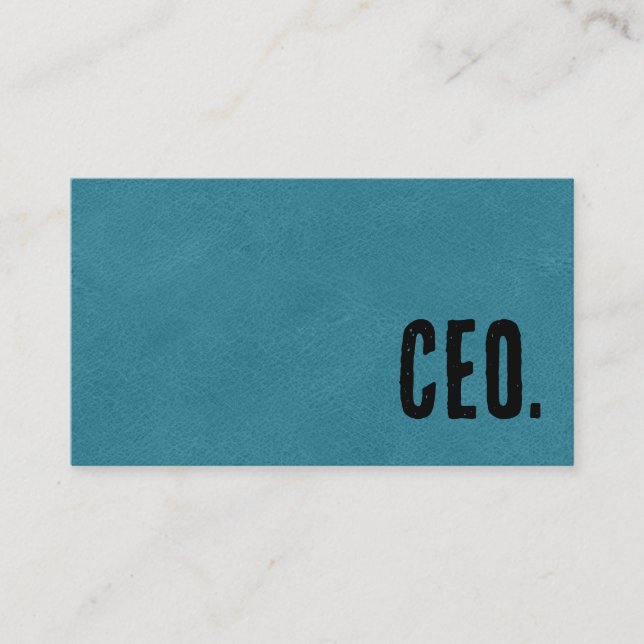 Premier Blue Faux Leather CEO Business Card (Front)