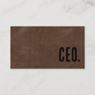 Premier Brown Faux Leather CEO Business Card