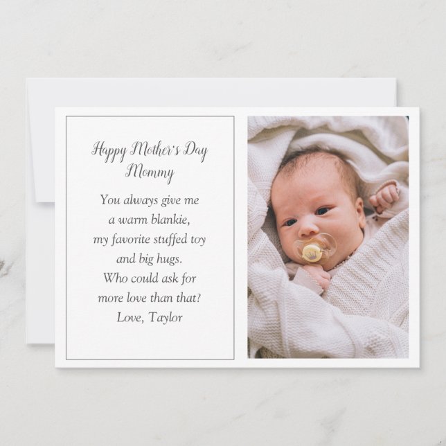 Premier Carte photo de la fête des mères de bébé (Devant)