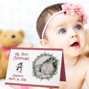 Premier Carte photo de Noël du bébé avec nom