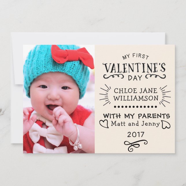 Premier Carte photo de Saint Valentin pour bébé (Devant)