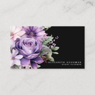 Premier Cartes de visite floraux violets noirs