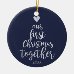 Premier de Noël argent ensemble et ornement bleu