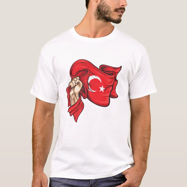 Premier drapeau national de la Turquie T-shirt (Devant)