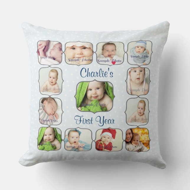 Premier ęr coussin de collage de photo de l'année (Recto)
