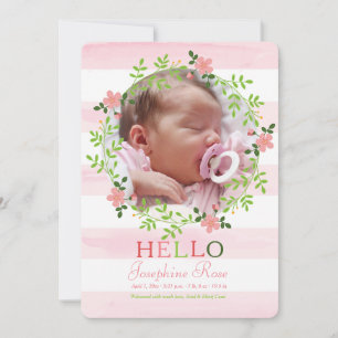 Premier Hello Photo Faire-part de naissance