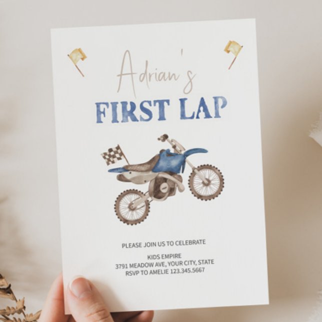 Premier LAP Blue Dirt Vélo Anniversaire Invitation (Créateur téléchargé)