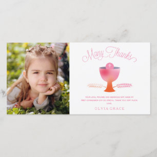 Premier Merci de communion Carte photo - Fille