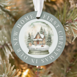 Premier Noël Accueil Globe des neiges Snow Green P