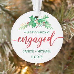Premier Noël Aquarelle Engagée Holly Photo Rouge