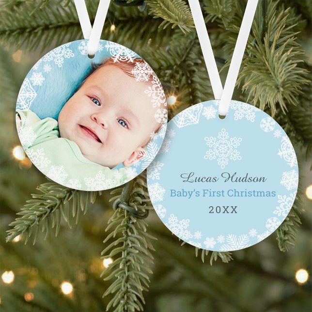Premier Noël Baby Boy Snowflake Cadre photo (Créateur téléchargé)