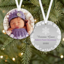Premier Noël Baby Girl Snowflake Cadre photo