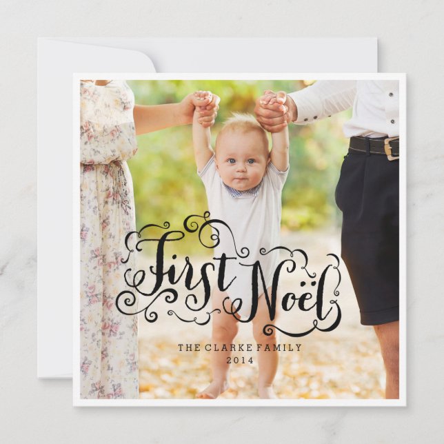 PREMIER NOEL | CARTE PHOTO DE VACANCES CHIC ET MOD (Devant)