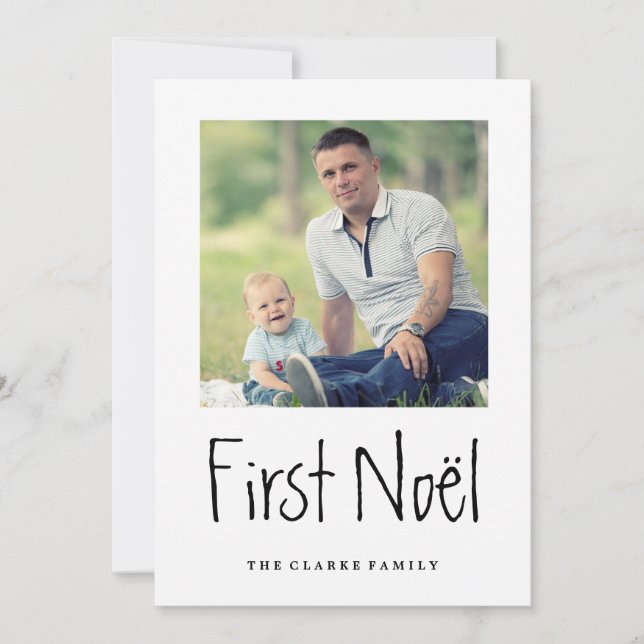 PREMIER NOEL | CARTE PHOTO DE VACANCES CHIC MODERN (Devant)