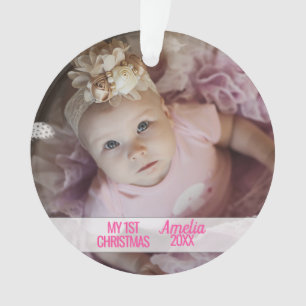 Premier Noël de la petite fille avec photo