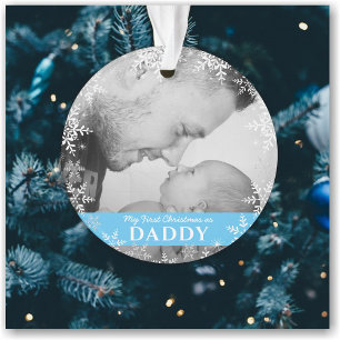 Premier Noël de papa Snowflakes Baby Boy Photo