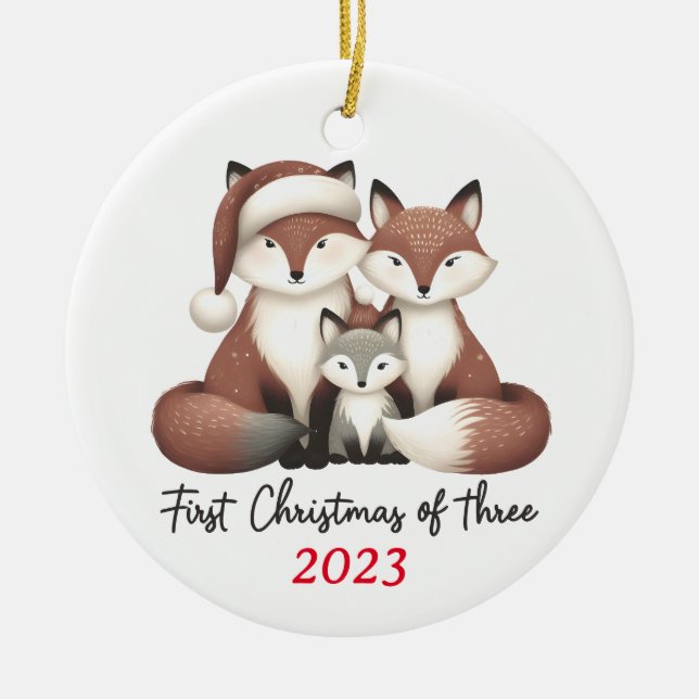 Premier Noël de Trois Ornement Fox (Devant)