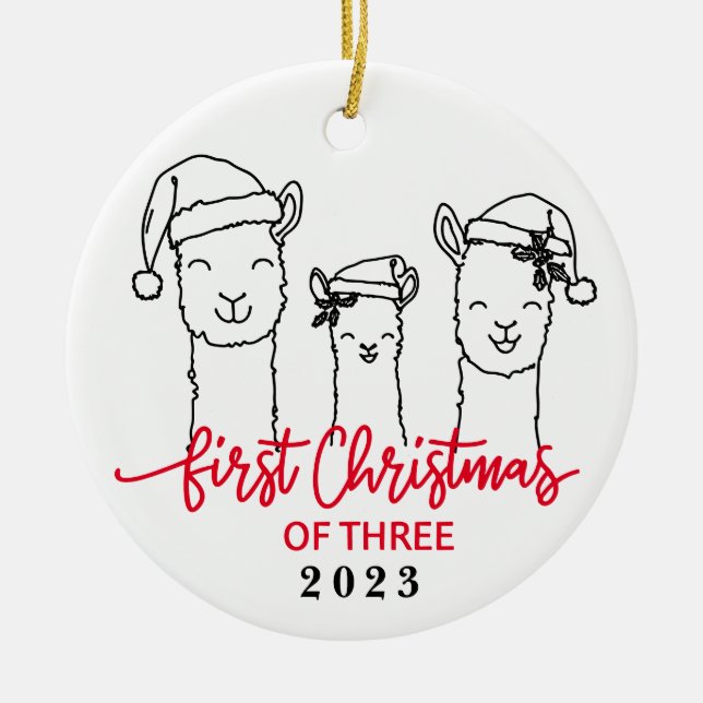 Premier Noël des Trois Llama Ornement de la Famill (Devant)