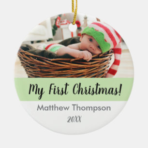 Premier Noël du bébé, ornement photo personnalisé