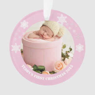 Premier Noël du bébé rose mou