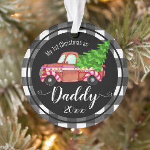 Premier Noël en camionnette rouge papa