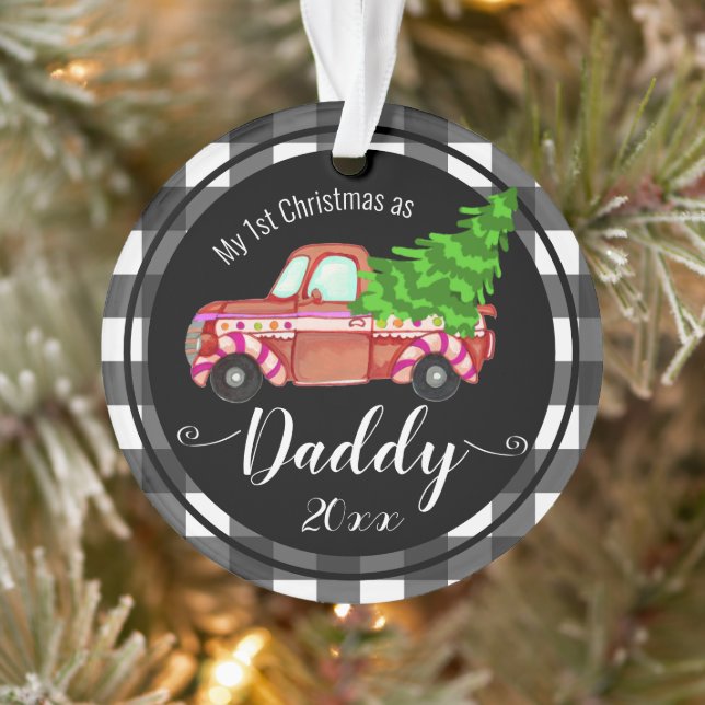 Premier Noël en camionnette rouge papa (Arbre)