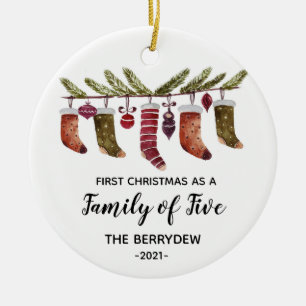 Premier Noël en famille de cinq ornements