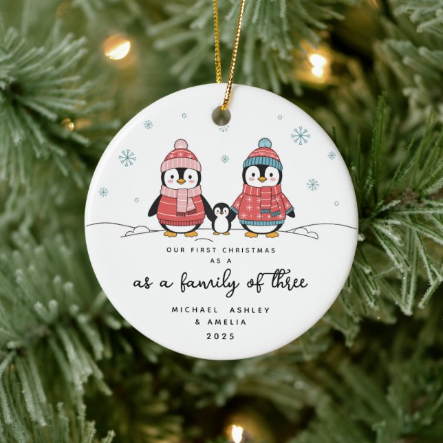 Premier Noël en famille de trois ornements (Arbre)