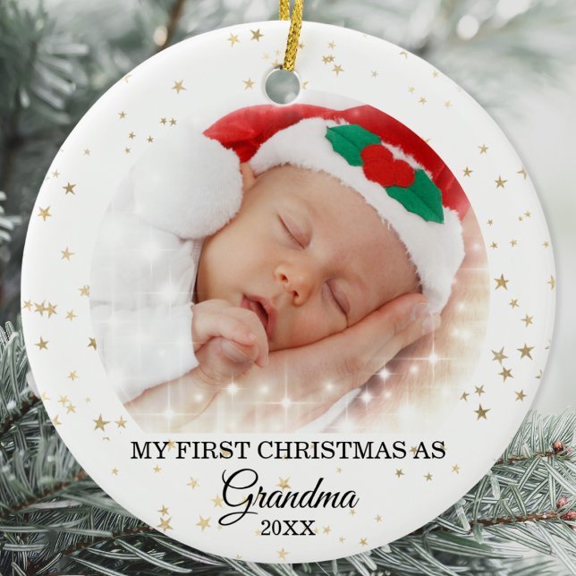 Premier Noël En Grand-Mère Photo Ornement En Céram (Créateur téléchargé)