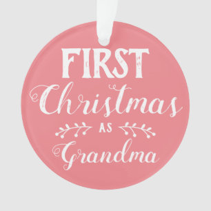 Premier Noël en grand-mère rose et blanc avec phot