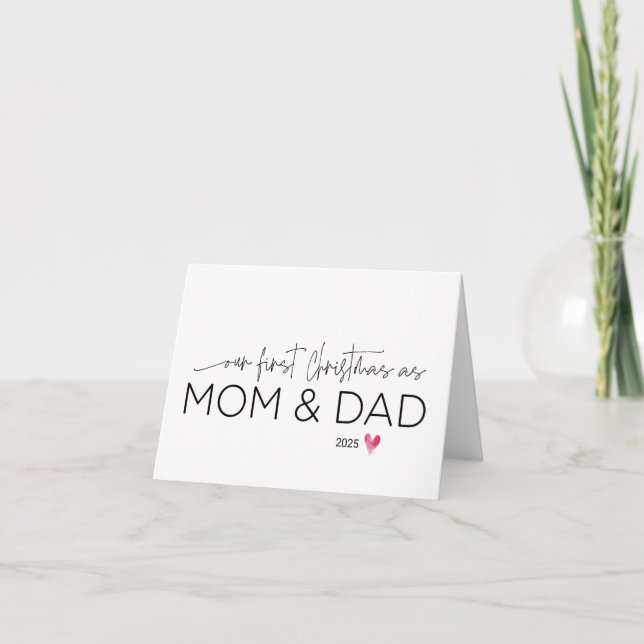 Premier Noël en Maman & Papa Nouveau Parents Carte (Devant)